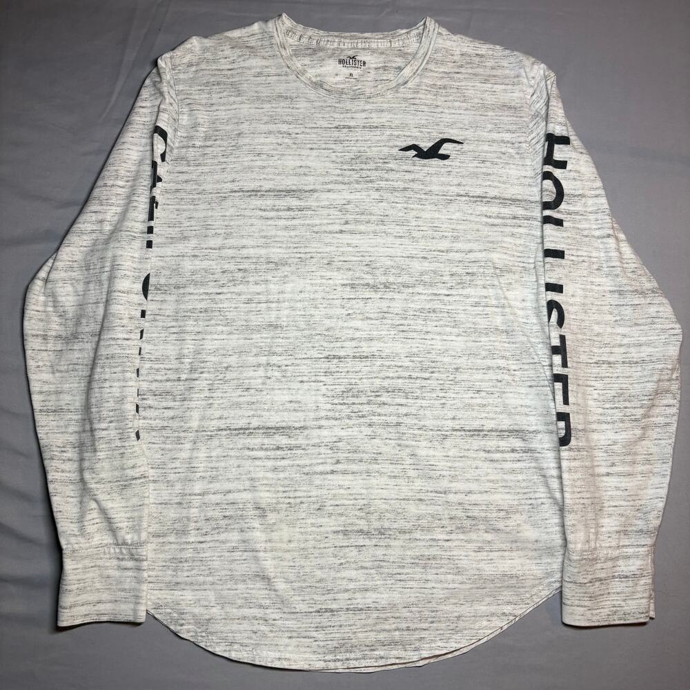 hollister gray and white long sleeve tee
